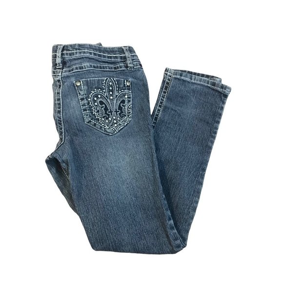 10 Lulu Luv Girls Adjustable Waist Embellished Stretch Skinny Jeans - Picture 2 of 7